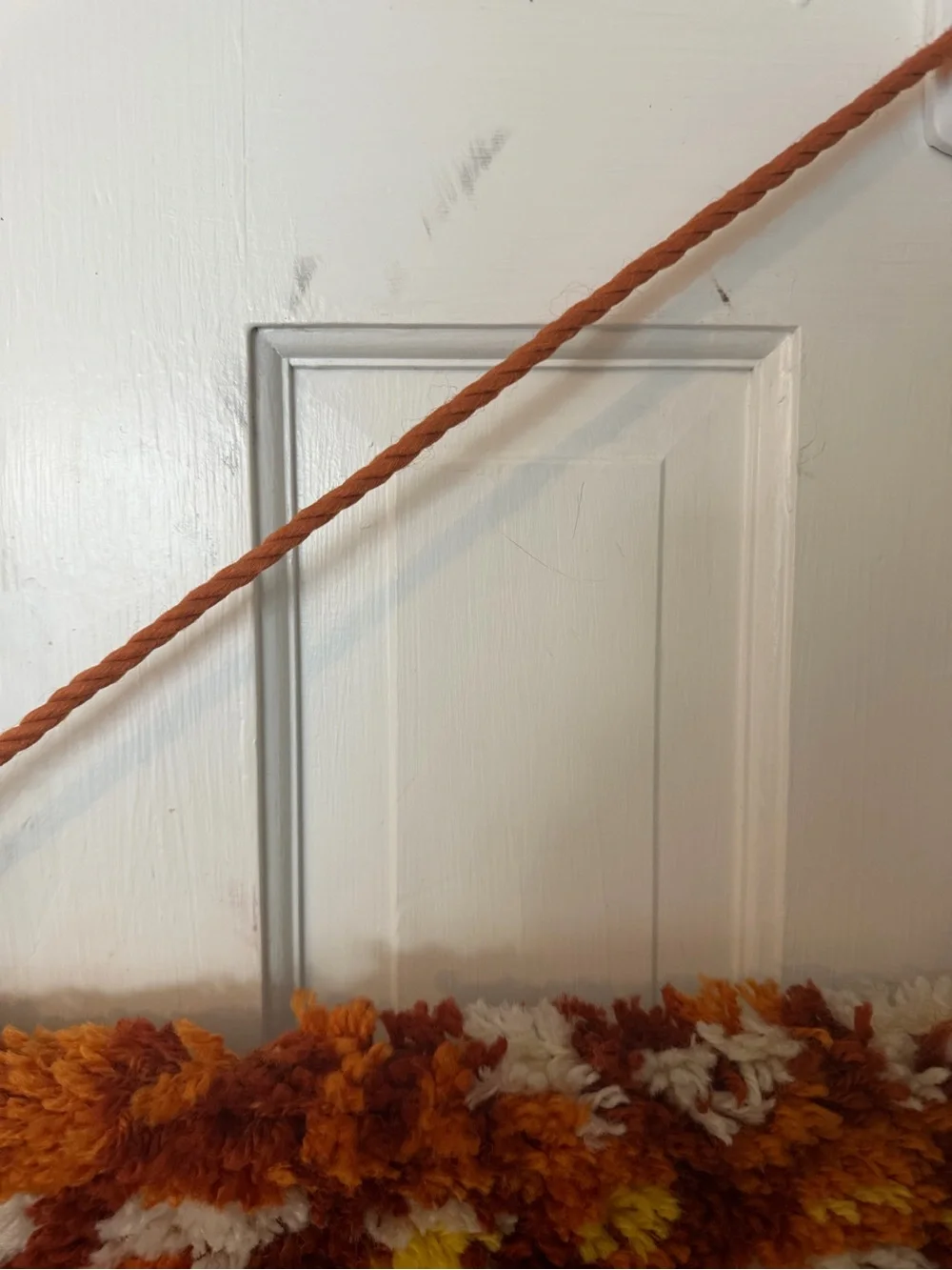 Handmade Latch Hook Wall Hanging - Autumn Tree Design in Rust and Cream 35”x23”